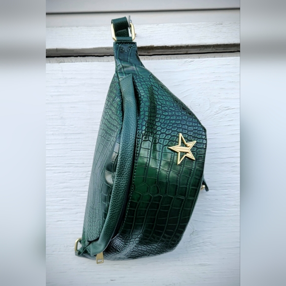 JEFFREE STAR BLOOD MONEY GREEN CROCODILE GATOR WAIST BAG - Picture 1 of 7